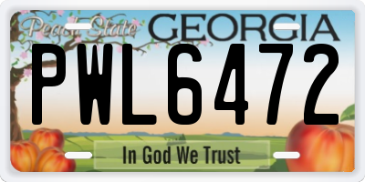 GA license plate PWL6472