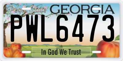 GA license plate PWL6473