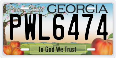 GA license plate PWL6474