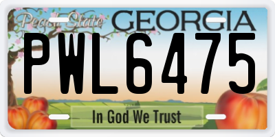 GA license plate PWL6475