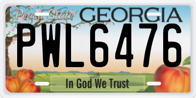 GA license plate PWL6476