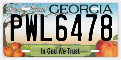GA license plate PWL6478