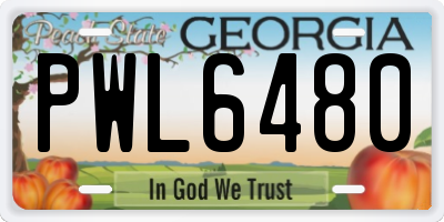 GA license plate PWL6480