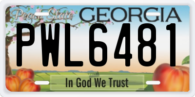 GA license plate PWL6481