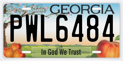 GA license plate PWL6484