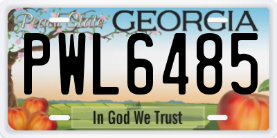 GA license plate PWL6485