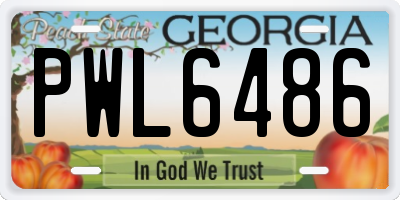 GA license plate PWL6486