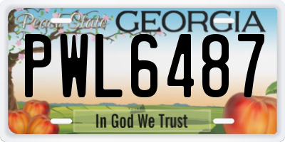 GA license plate PWL6487