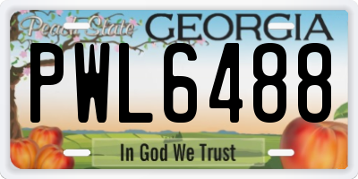 GA license plate PWL6488