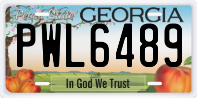 GA license plate PWL6489