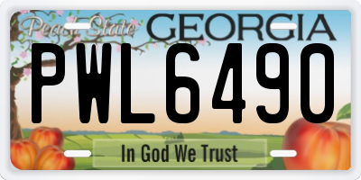 GA license plate PWL6490