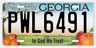 GA license plate PWL6491