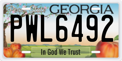 GA license plate PWL6492