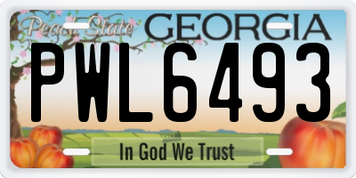 GA license plate PWL6493