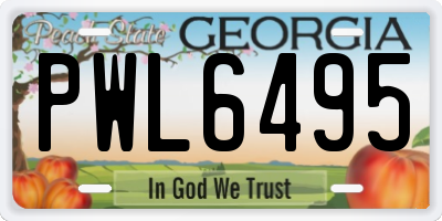GA license plate PWL6495