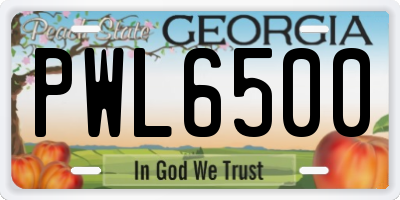 GA license plate PWL6500