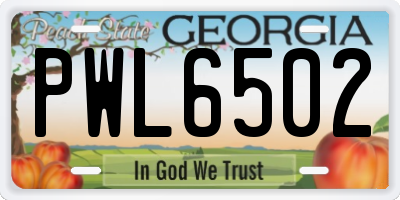 GA license plate PWL6502