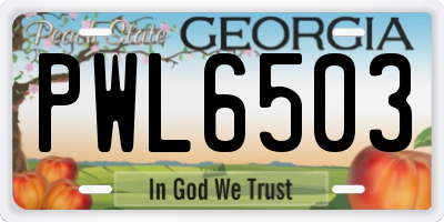 GA license plate PWL6503