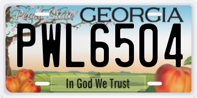 GA license plate PWL6504