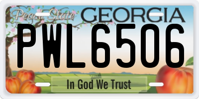 GA license plate PWL6506