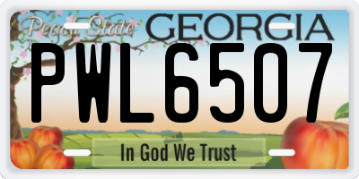 GA license plate PWL6507