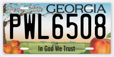 GA license plate PWL6508
