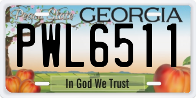 GA license plate PWL6511
