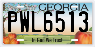 GA license plate PWL6513
