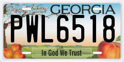 GA license plate PWL6518