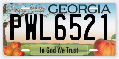 GA license plate PWL6521