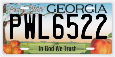GA license plate PWL6522