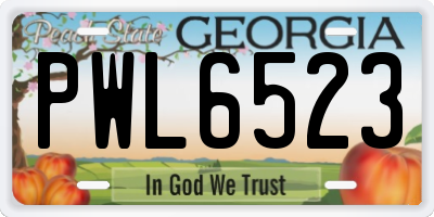 GA license plate PWL6523