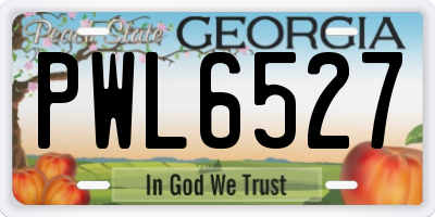 GA license plate PWL6527