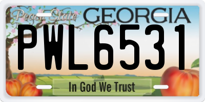 GA license plate PWL6531