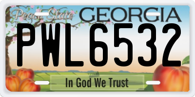 GA license plate PWL6532