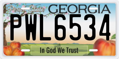 GA license plate PWL6534