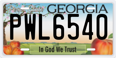 GA license plate PWL6540