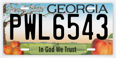 GA license plate PWL6543