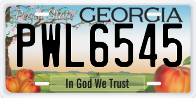 GA license plate PWL6545