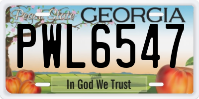 GA license plate PWL6547