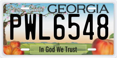 GA license plate PWL6548