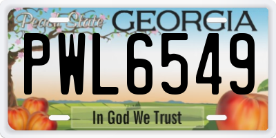 GA license plate PWL6549