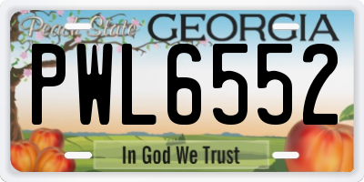 GA license plate PWL6552