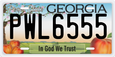 GA license plate PWL6555