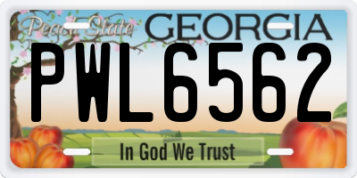 GA license plate PWL6562