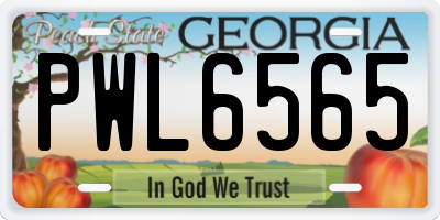 GA license plate PWL6565