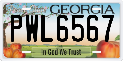 GA license plate PWL6567