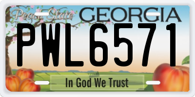 GA license plate PWL6571