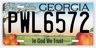 GA license plate PWL6572