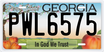 GA license plate PWL6575